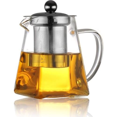Heat-resistant glass teapot With stainless steel tea drain Home tea set supplies Office portable teapot Can be heated