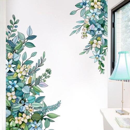 Creative Pastoral Plant Wall Stickers Self Adhesive Decals Home Decor Decorations Living Room Bedroom Background Wall Decor PVC