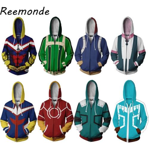 Japanese Anime My Hero Academia Cosplay Costumes Men Women Boys Girls Tops Hoodie Sweatshirt Hat Uniform Harajuku Zipper Jackets