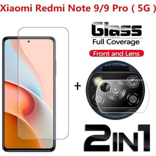 2in1 Tempered Glass For Xiaomi Redmi Note 9 9Pro 5G Protective Glass Lens Screen Protector for Redmi Note 8t 9 S 9Pro Max glass