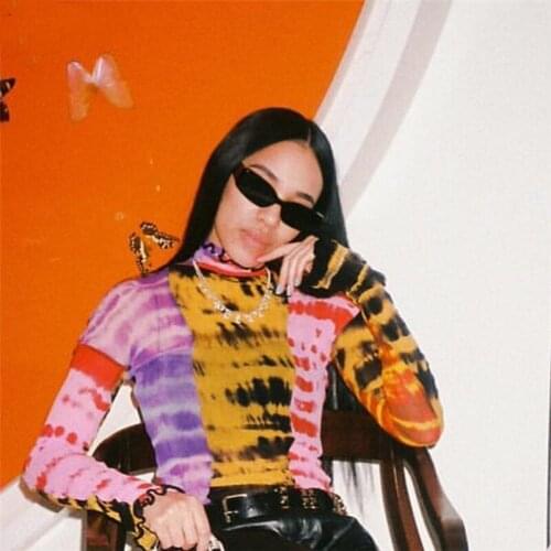 Patchwork Striped Crop Tops Ladies Long Sleeve Ruffled Crop Tops Female Evening Party Club Wear Sexy Women Summer T-shirt Tops