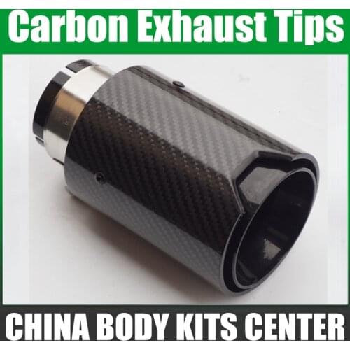 1 Piece Universal M LOGO Black Stainless Carbon Fiber Exhaust tips For M Performance exhaust pipe muffler tips