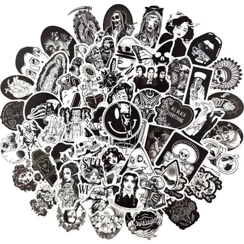 10/30/50pcs/pack Black and White Gothic Terror Horror Graffiti Stickers For Motorcycle Notebook Computer Car Guitar Refrigerator