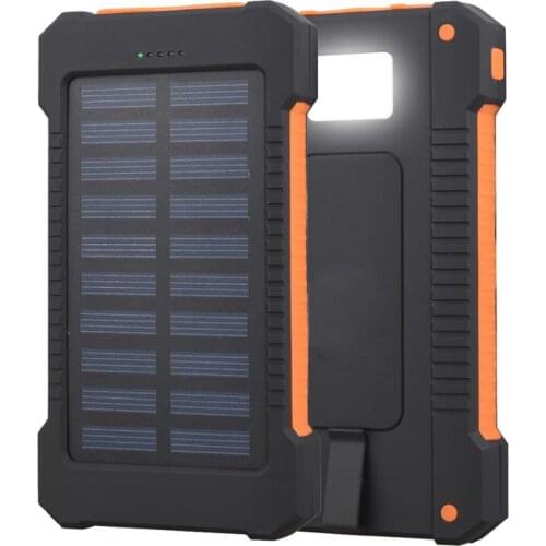 20000mAh Solar Power Bank Waterproof Solar Charger Dual USB Ports External Charger Powerbank for Smartphone with LED Flashlight