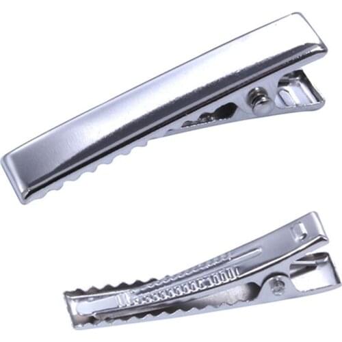 50Pcs DIY Silver Metal Girls Hair Clips Crocodile Alligator Teeth Bows Barrette