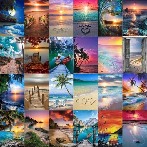 5D DIY diamond embroidery craft mosaic beach landscape art furniture pattern home decor craft