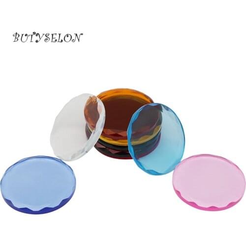9 Colors 5Pcs Round Shape False Lashes Glue Holder Stand Eyelash Extension Crystal Glass Adhesive Glue Pallet Pad Makeup Tools