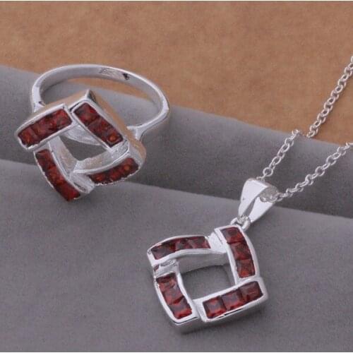 925 sterling silver Jewelry Sets Ring 407 + Necklace 715 /aysajpza dxqamoxa AS380