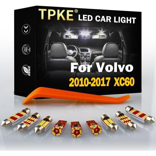 TPKE White Car Bulbs Canbus Error Free Auto LED Interior Light Kit For 2010-2017 Volvo XC60 Map Dome Reading License Plate Lamp