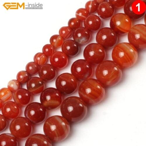 Gem-inside 6-20mm Natural Stone Beads Loose Banded Red Sardonyx Agates Beads For Jewelry Making Beads 15inch DIY Beads Jewellery