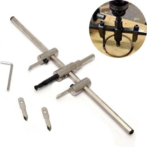 Woodworking Reamer 30-300mm Adjustable Metal Wood Circle Hole Saw Drill Bit Cutter Kit DIY Tool
