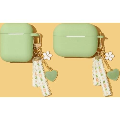 For QCY T10 case fashion Lace flower Love heart keychain Wireless Earphone T8s silicone Protect Case Cover for qcyt8s case t11