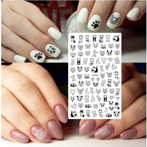 F-634 BLACK PANDA DESIGNS COOL 3d nail art stickers decal template diy nail tool decorations