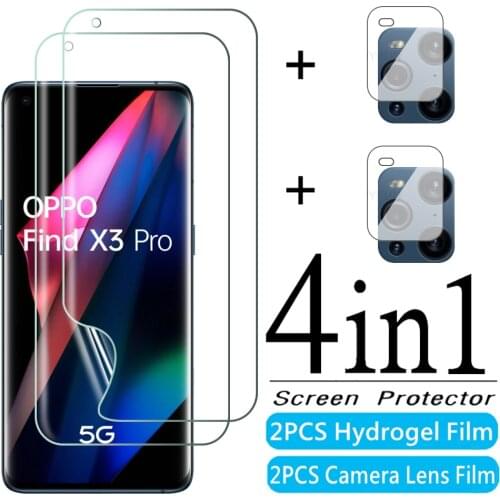 4in1 9D Protective Film For Oppo Find X3 Pro X3 Lite HD Hydrogel Film For oppo reno 5 4g 5g 5lite 5F Screen Protector Not Glass