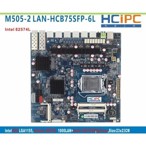 HCiPC M505-2 LAN-HCB75SFP-6L B75+82574L 6LAN +2 I350 Fiber LAN +By Pass 6LAN Firewall Motherboard,1U Firewall System