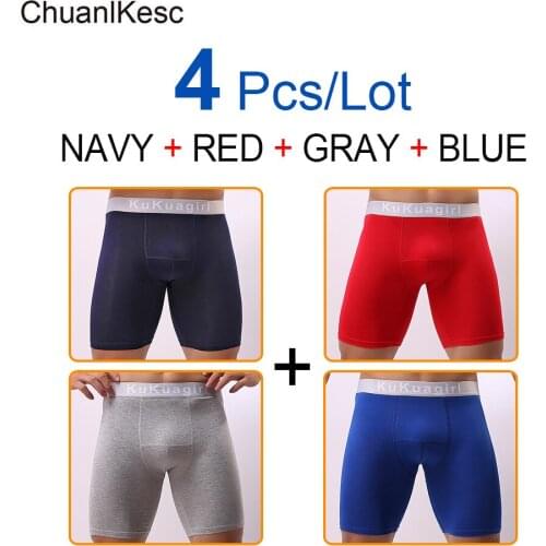4 Pcs/Lot Cotton Underwear Sweat-Absorbent And Quick-Drying Long Anti-Wear Leg Underwear Mens Underwear Run Underwear