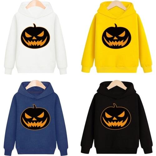 Halloween Gifts Hoodies Print Pumpkin Girls Boys Autumn Outerwear Kids Children Clothes Hooded Sweatshirt Clothing Tops Hood