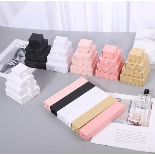 12 pcs Paper Drawer Gift Box with Black Sponge Jewelry Packaging Cardboard Ring Bracelet Earring Display Necklace Boxes