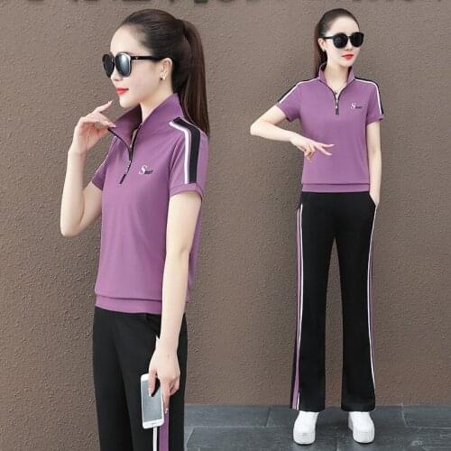 Summer Women Sportswear Tracksuit Loose Sweatshirt+sweatpant Running Jogging Exercise Outfit Casual Gym Athletic Set Sport Suit