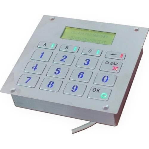 16 keys top mount metal illuminated key button RS232 interface backlit keypad with LCD display for access parking system