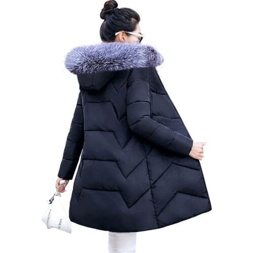 Fashion European Black Womens Winter Jacket Big Fur Hooded Thick Down Parkas Female Jacket Warm Winter Coat for Women 2021 New