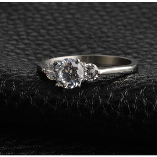 Stainless Steel Trendy Jewelry Cubic Zirconia Charms Bridal Wedding Engagement Ring White Gold Color Drop Shipping