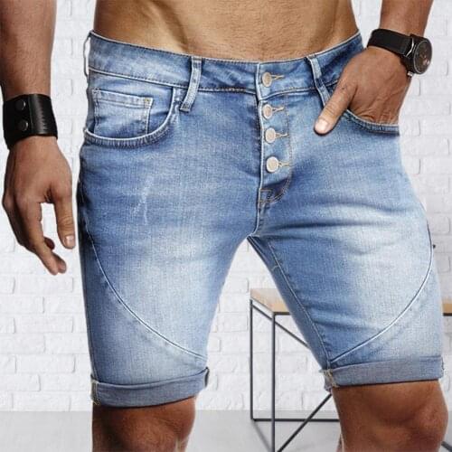 Mens Denim Shorts Ripped Stretch Thin Jeans Summer Mens Short Pants High Quality Male Blue Casual Short Jeans Plus Size Clothes