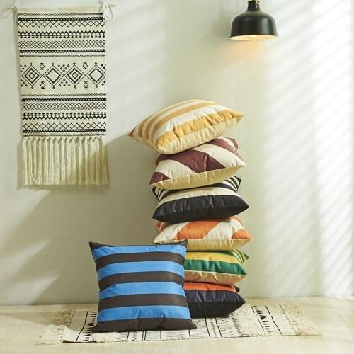 45x45cm Geometric Pillowcase Retro Striped Pillow Hit Color Stitching Pillowcase Home Sofa Pillowcase Without Core Cushion Cover