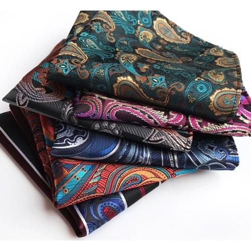 Wholesale&Retail Mens 100% Silk Handkerchief Luxury Geometric Floral Pocket Square Men Chest Towel Wedding Party Hankies