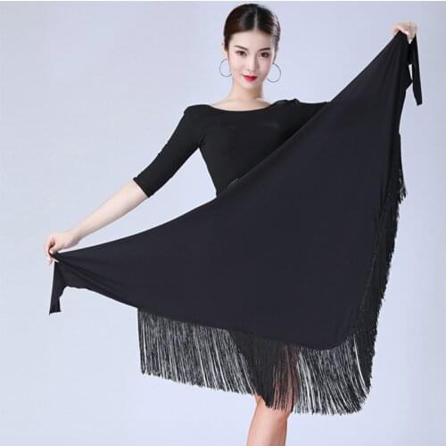 2020 New Lady Fringed Triangle Latin Dress Sexy One Skirt Adult Skirt Latin Dance Dress Costume Womens Black Practice Skirt