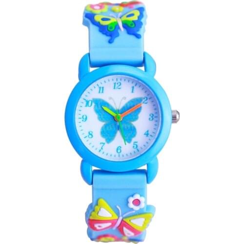 New Arrival High Quality 3D Cartoon Silicone Butterfly Kids Children Girls Boy Students Watch Wristwatch Clock Relogio Kol Saati
