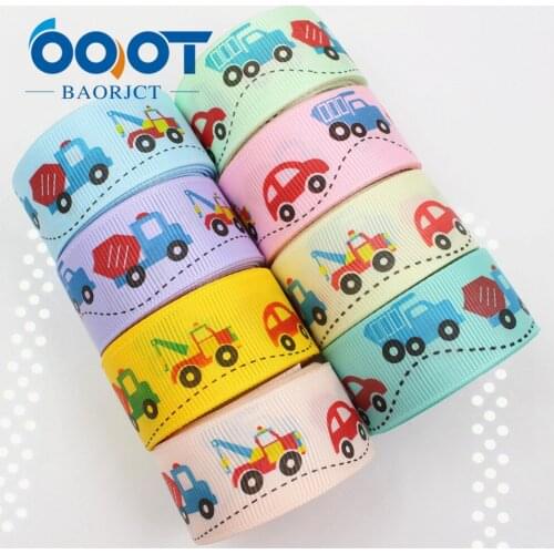 OOOT BAORJCT 17568 , 25MM cartoon car series Printed grosgrain ribbon, DIY handmade Hair accessories Material wedding gift wrap