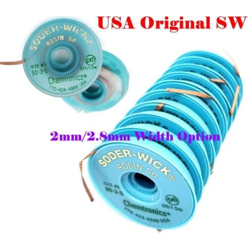2mm 2.8mm Width Soldering Wire Desoldering Braid Welding Solder Remove Belt USA SW Original Chemtronics Lead-free BGA Repairing