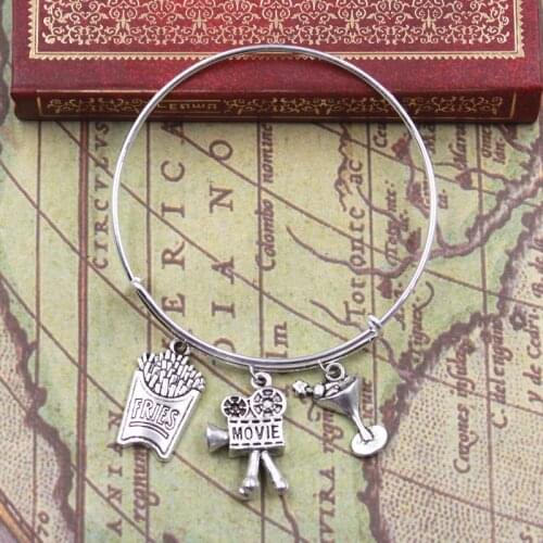 Movie Player Film Fries Cold Drink Pendant Diy Handmade Pendants Men Bracelet Women Bangles Jewelry Souvenir For Gift