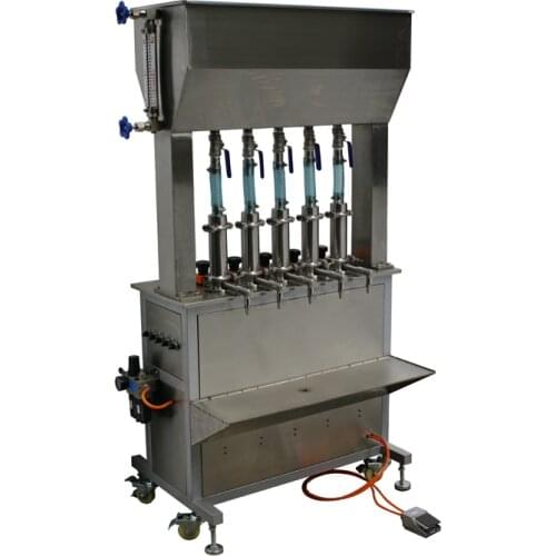 Full Pneumatic Five-head Liquid/cream Filling Machine without electricity (Vertical Pneumatic paste dosing machine, jam filler)