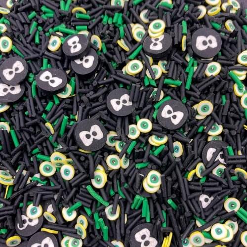 100g Halloween Black Eyes Candy Mixed Clay Slices Hot Soft Pottery Sprinkles for Slime Filling Accessories Nail Art Decoration