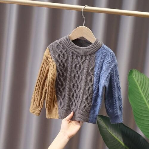 Sweater for Boys Autumn Winter Kids Knitted Pullover Sweater Korean Color Matching Sweater Coats for Boy 2 3 4 5 Y Baby Clothes