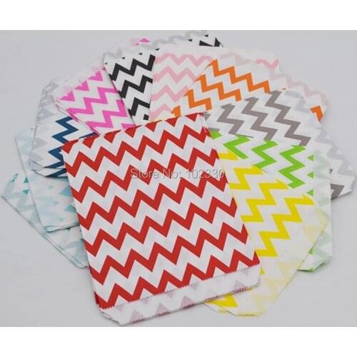 Event Party Supplies 17.5*12.5cm Chevron Popcorn Candy Kraft Paper Treat Favor Bag Goodie Gift Bags for Decoration