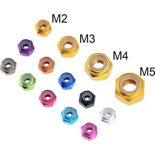 5PCS M2 M3 M4 M5 Rivet Nuts Aluminum Nylon Insert Lock Nut Self-locking Nuts Locknuts Hex Nut Car Accessories Model Dedicated