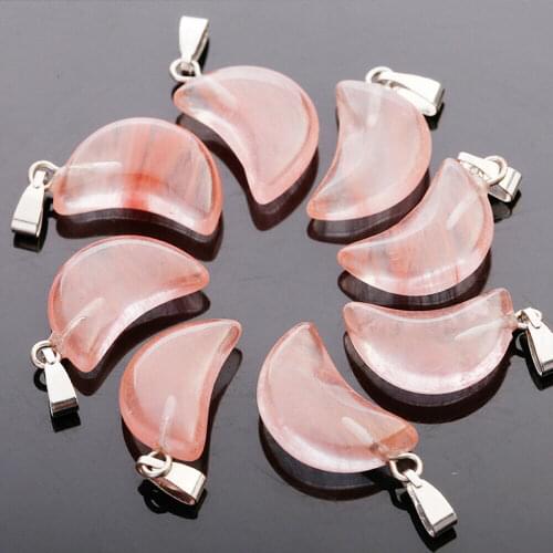 1PCS watermelon red Fashion Natural crystal Half Moon Shape charm Pendants