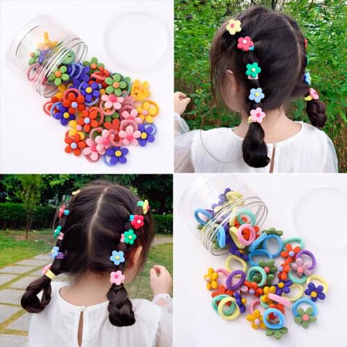 20pcs Baby Small Hair Tie Cartoon Girl Children Headbands Colorful Elastic Hair Bands Nylon Scrunchie Hair Rope Hair Accessories