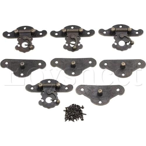 4pcs Decorative Bronze Alloy Padlock Hasp M Size Jewelry Box Lock