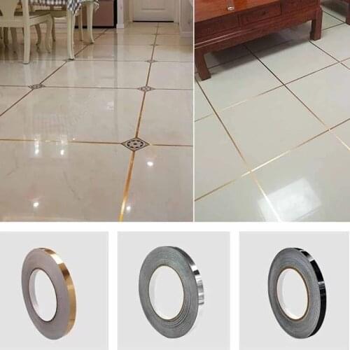 50M Silver/Gold Adhesive Floor Tile Strip Seam Sticker Waterproof Wall Sealing Tape For DIY Home Furniture edge Decor Decals