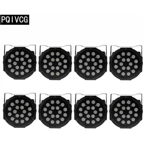 8pcs/18x3w rgb led par light dmx512 flat par r6 g6 b6 led lights