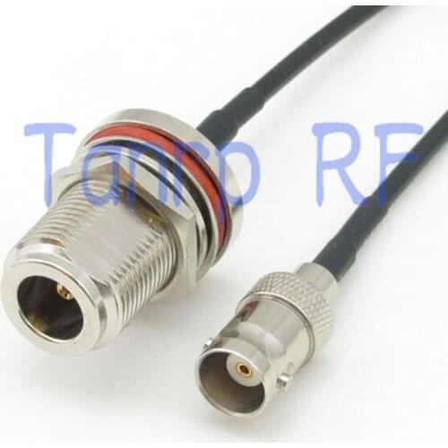 8in BNC female jack to N female with nut bulkhead RF connector adapter 20CM Pigtail coaxial jumper cable RG174 extension cord
