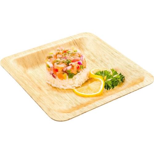 Promotion - Party Event Wedding Supplies, Disposable Eco-Friendly Tableware, 200mm Dessert Bamboo Veneer Square Plate, 5/Pack