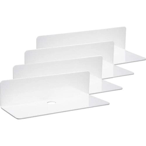 Acrylic Floating Shelves Set of 4,Small Wall Display Shelf for Bluetooth Speakers/Security Cameras