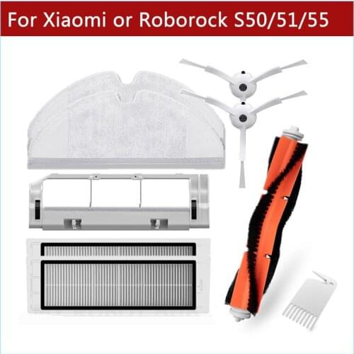 For Xiaomi Mijia Or Roborock S50 S51 S55 Accessories Main Side Brush Cover Rag Water Core Hepa Filter Robot Vacuum Cleaner Xiomi