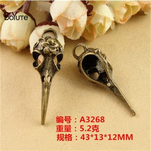 BoYuTe (20 Pieces/Lot) 43*13*12MM Antique Bronze Plated Zinc Alloy Skull Pendant Bird Diy Handmade Jewelry Findings Accessories