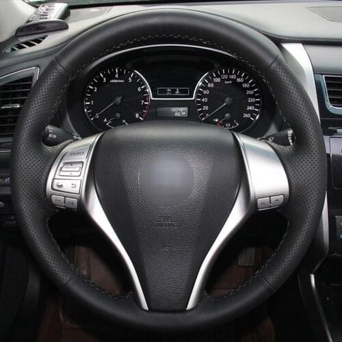 Handsewing Black Artificial Leather Steering Wheel Covers for Nissan 2013 Teana 2014 X-Trail QASHQAI Sentra